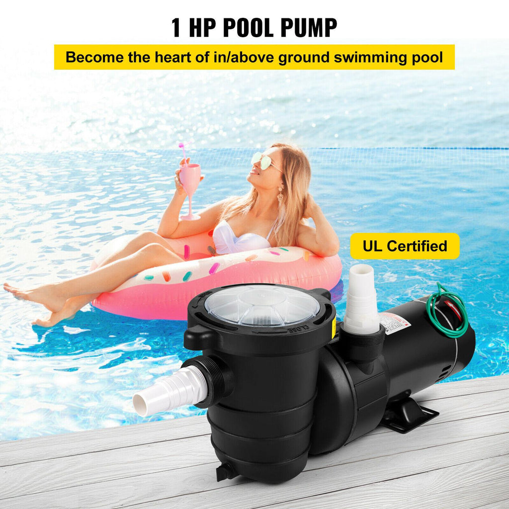 vevor 1hp swimming pool pump motor hayward 110v 5227gph in/above ground strainer