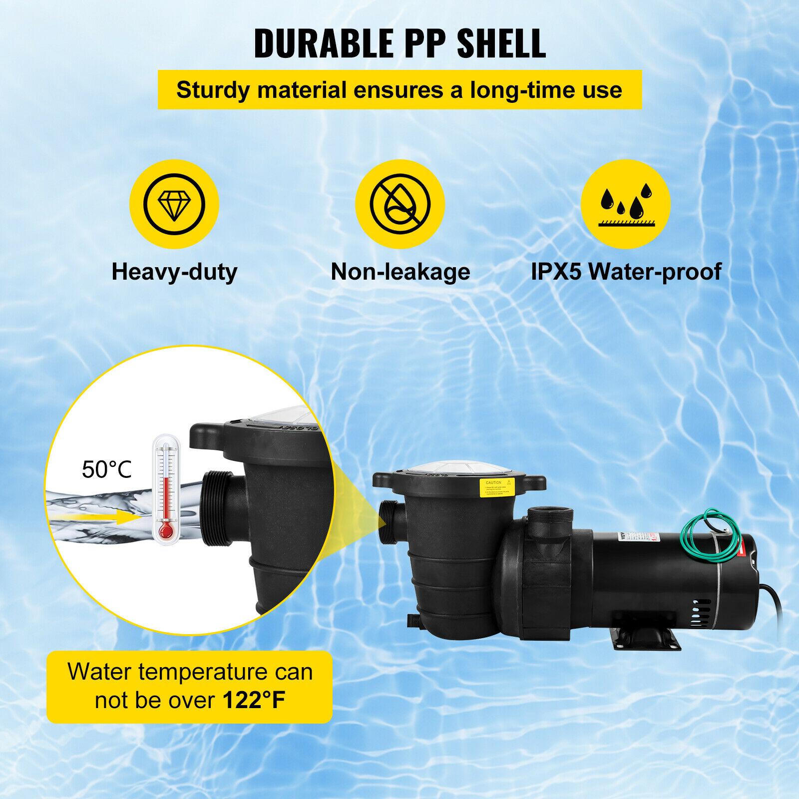 vevor 1hp swimming pool pump motor hayward 110v 5227gph in/above ground strainer