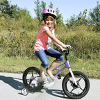 RoyalBaby Kids Bike Boys Girls Space Shuttle 14 16 18 Inch Magnesium Disc Brakes Training Wheels Kickstand Black White Purple 3-9 Years Bicycle