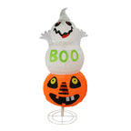Northlight 37" Prelit "BOO" Ghost on Jack-o-Lantern Pumpkin Halloween Decoration - White/Orange