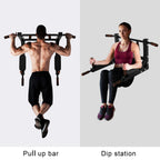 WJHWSX Wall Mounted Pull up Bar Station 2 in 1 Multifunctional Chin Up Bar, for Full-Body Strength Workouts Home Indoor Gym, Power Tower Exercise Training Equipment Fitness Set Support to 440Lbs