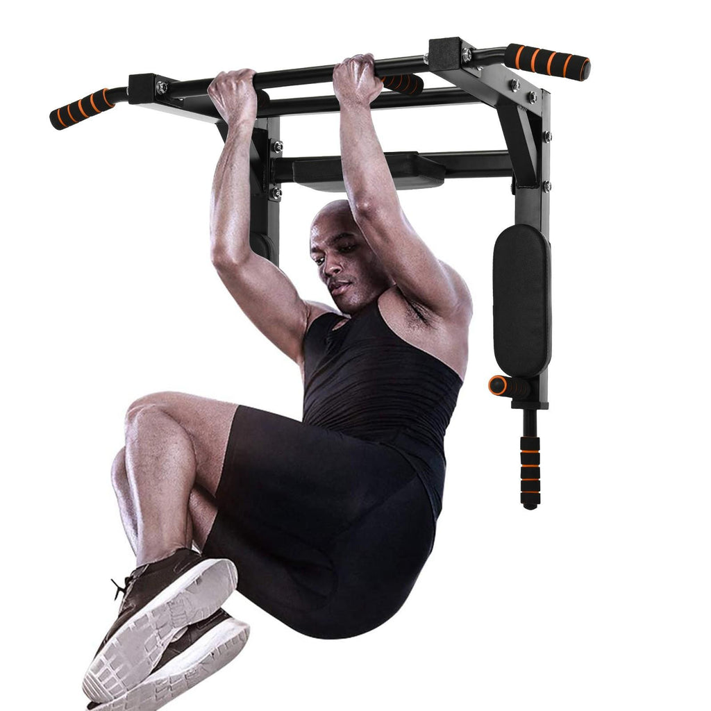 WJHWSX Wall Mounted Pull up Bar Station 2 in 1 Multifunctional Chin Up Bar, for Full-Body Strength Workouts Home Indoor Gym, Power Tower Exercise Training Equipment Fitness Set Support to 440Lbs