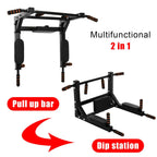 WJHWSX Wall Mounted Pull up Bar Station 2 in 1 Multifunctional Chin Up Bar, for Full-Body Strength Workouts Home Indoor Gym, Power Tower Exercise Training Equipment Fitness Set Support to 440Lbs