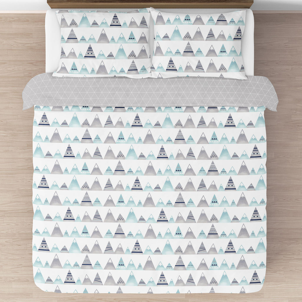 Mountains Grey Aqua Full Queen Comforter Bedding Set by Sweet Jojo s