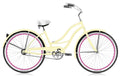 Micargi TAHITI 26" Beach Cruiser Coaster Brake  Steel Spokes One Piece Crank Alloy Pink Rims 36H With Fenders Color: Vanilla/ Pink
