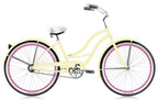Micargi TAHITI 26" Beach Cruiser Coaster Brake  Steel Spokes One Piece Crank Alloy Pink Rims 36H With Fenders Color: Vanilla/ Pink