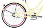 Micargi TAHITI 26" Beach Cruiser Coaster Brake  Steel Spokes One Piece Crank Alloy Pink Rims 36H With Fenders Color: Vanilla/ Pink