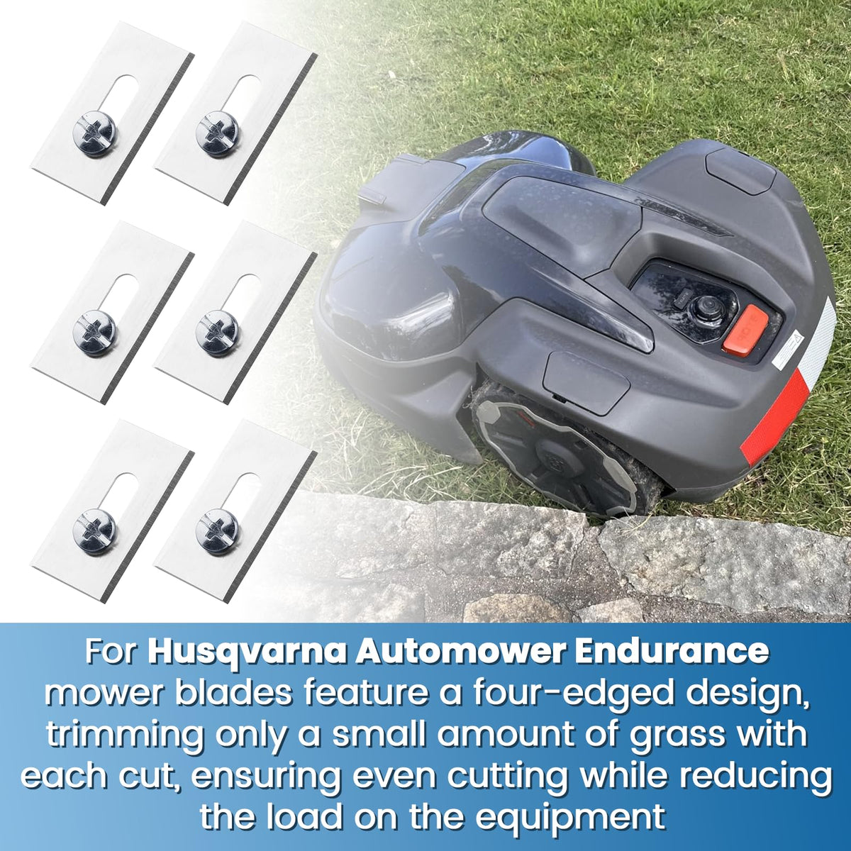 6pcs 595084411 for  Automower Blade Replacement, for  Endurance Automower Blades Compatible with  All Models Robotic Lawn Mowers | Carbon Steel | Silver