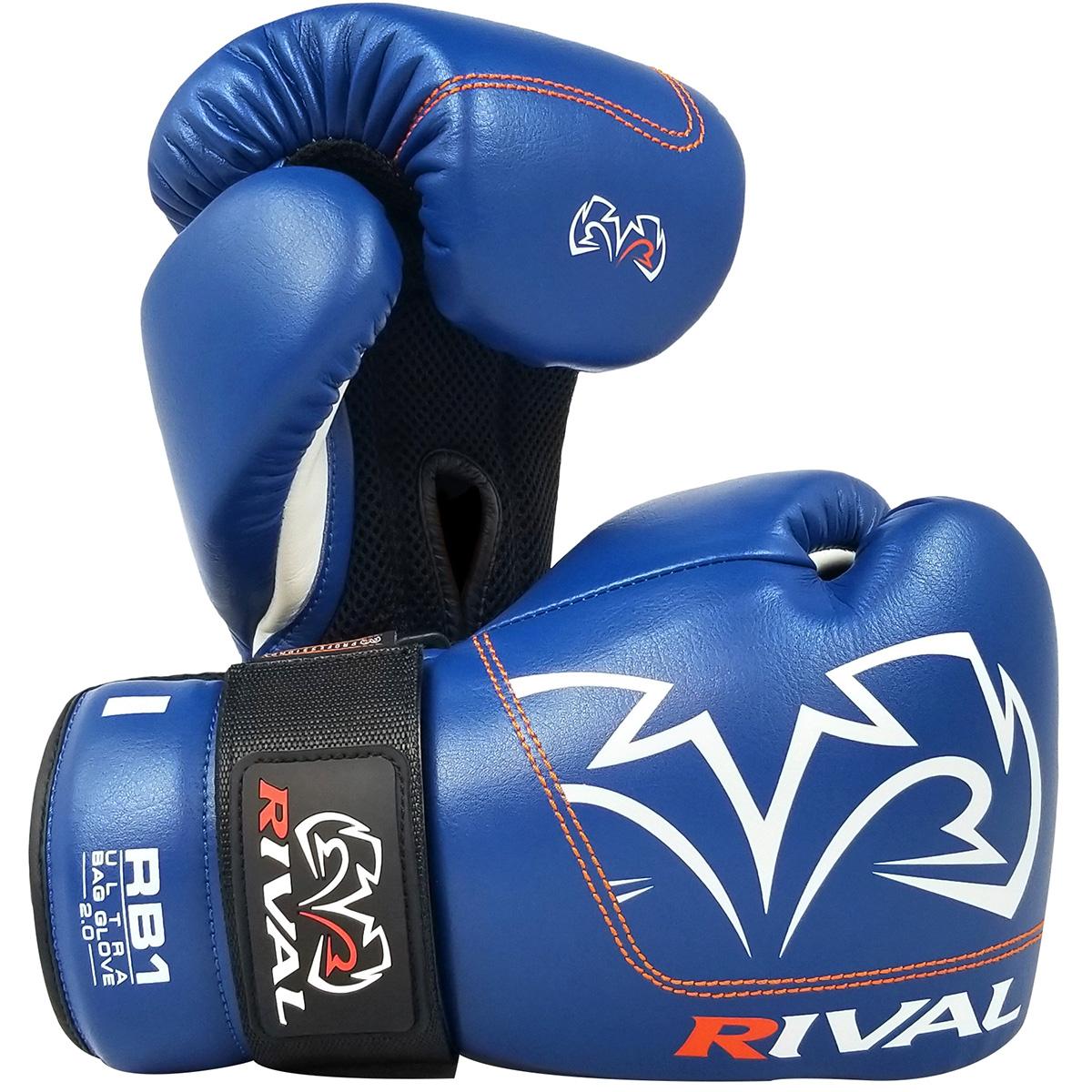 Rival Boxing RB1 2.0 Ultra Hook and Loop Bag Gloves - Medium - Blue