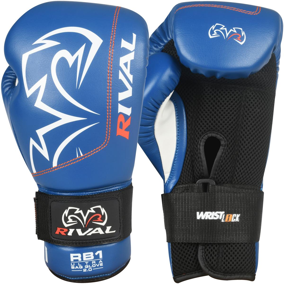 Rival Boxing RB1 2.0 Ultra Hook and Loop Bag Gloves - Medium - Blue