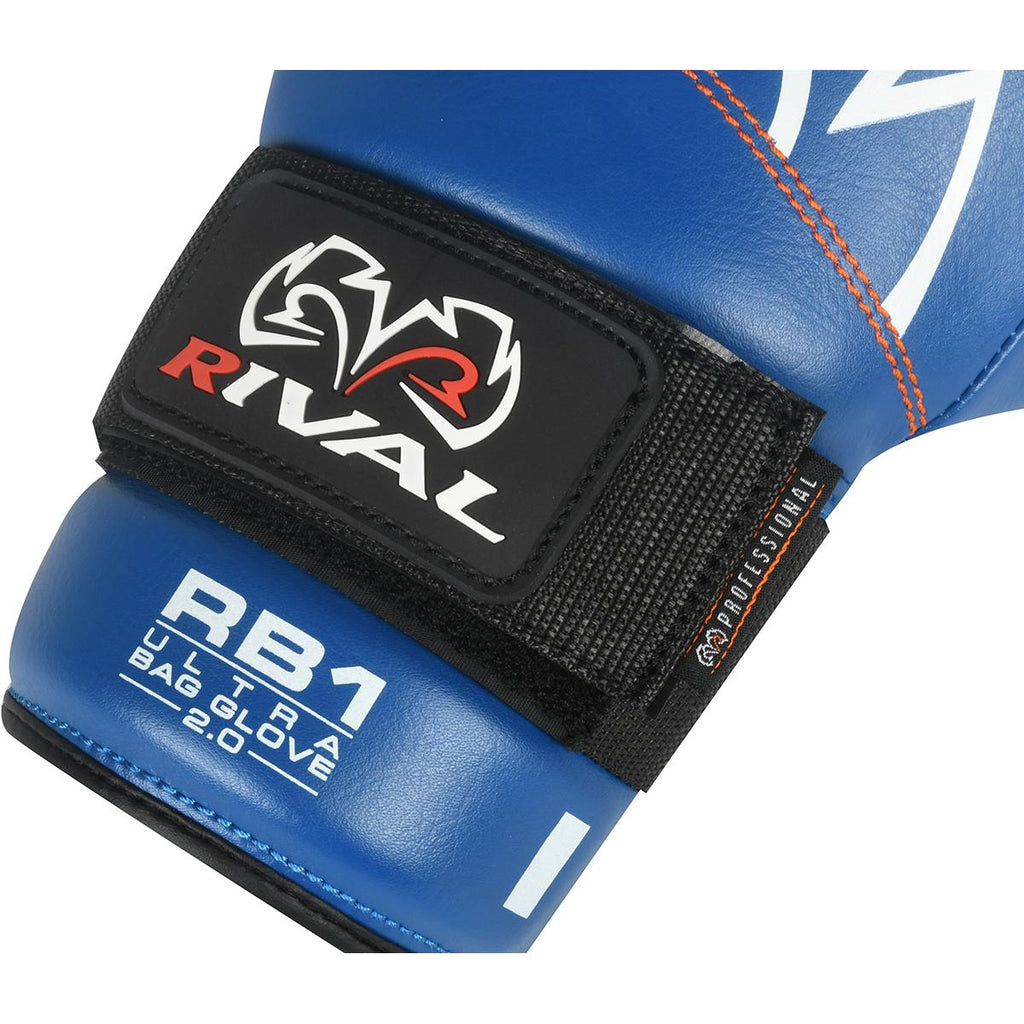 Rival Boxing RB1 2.0 Ultra Hook and Loop Bag Gloves - Medium - Blue