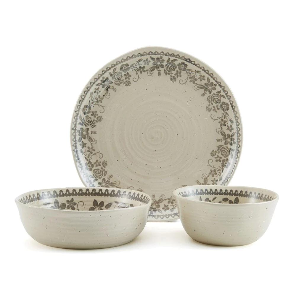 Hayden Grey 12 Piece Dinnerware Set, Service for 4