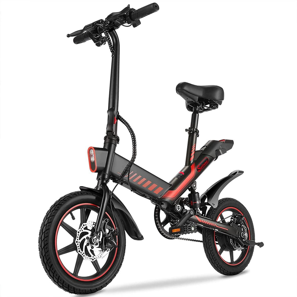 Electric Bike, Sailnovo Electric Bicycle with 18.6mph 28 Miles Electric Bikes for Adults Teens E Bike with Pedals, 14" Waterproof Folding Mini Bikes with Dual Disc Brakes, 36V 10.4Ah Lithium Battery