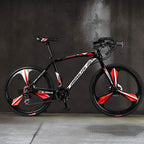 High Carbon Steel Road Bike for Men Women,700C Wheels Road Bike 21 Speed Dual Disc Brake, Spoke/Knife Wheel Style, for Entry Level Or Commuting