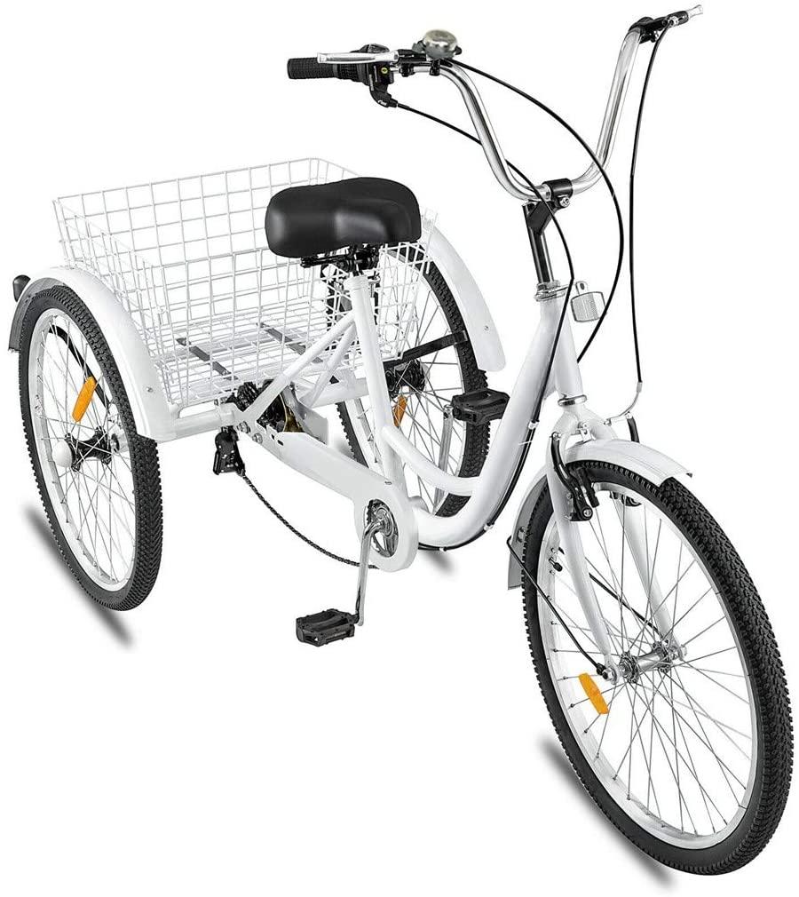 Adult Tricycle,1/7 Speed 3-Wheel for Shopping with Installation Tools,Leisure Bike