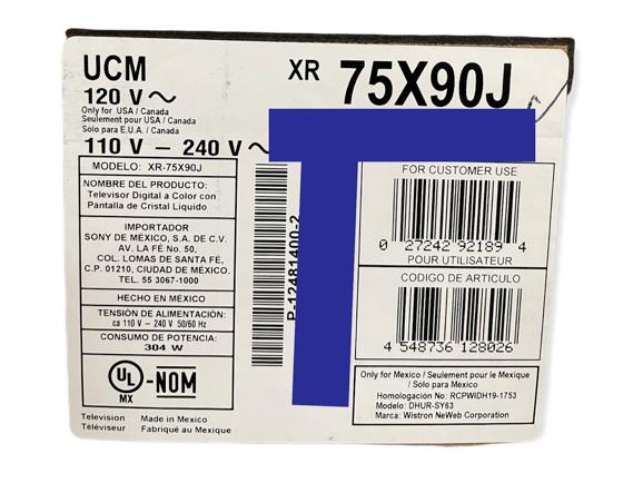 sony xr75x90j 75" class hdr 4k uhd smart led tv xr-75x90j