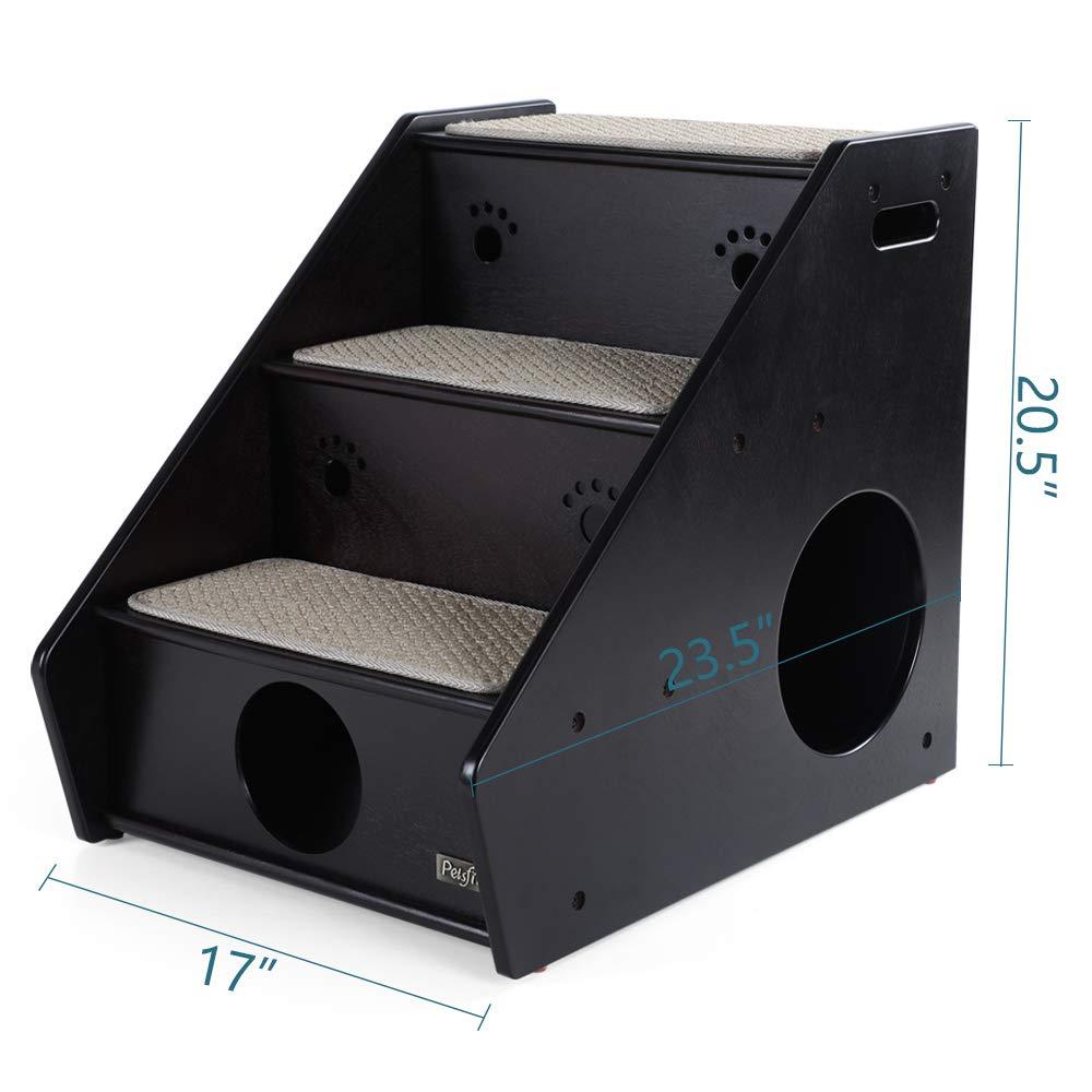 Petsfit Wooden Pet/Cat/Dog Stairs/Steps for Elderly Cat/Dogs with Short Legs and Long Body