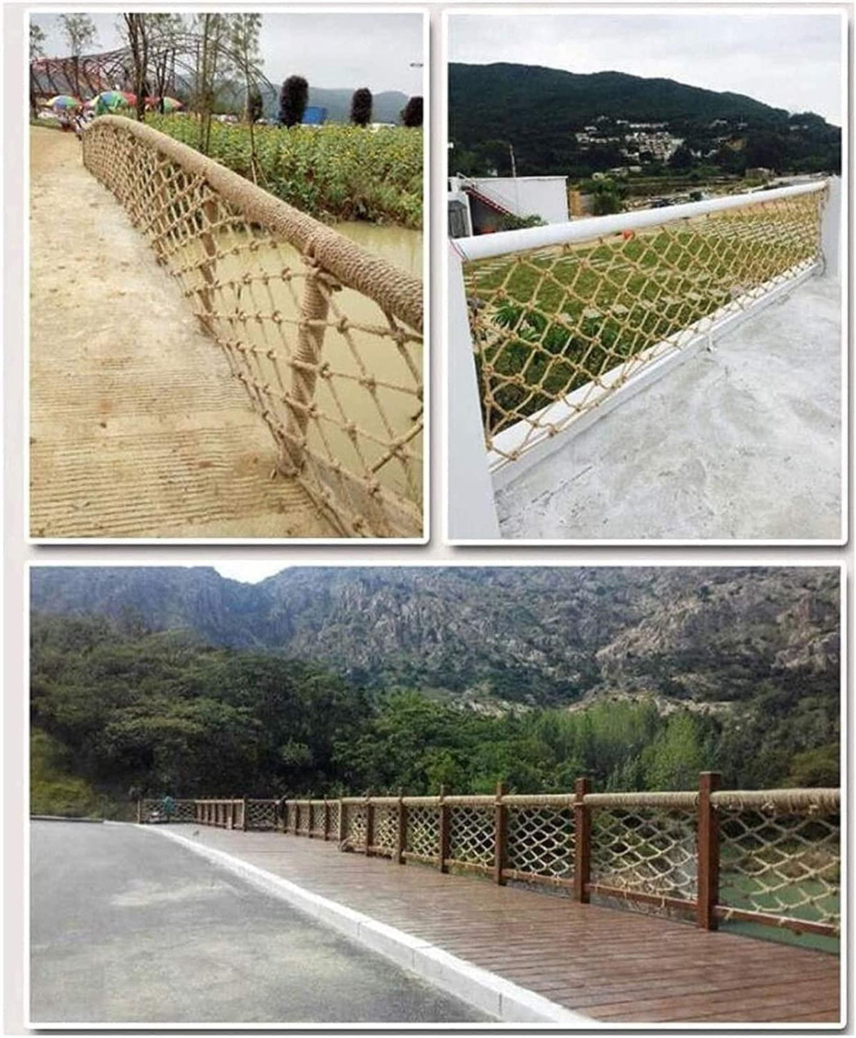 Jute Hemp Netting Treehouse Balcony Banister Protection Net Playground Climbing Cargo Net Ladder Adults Fitness Net Background Wall Decorative Customizable
