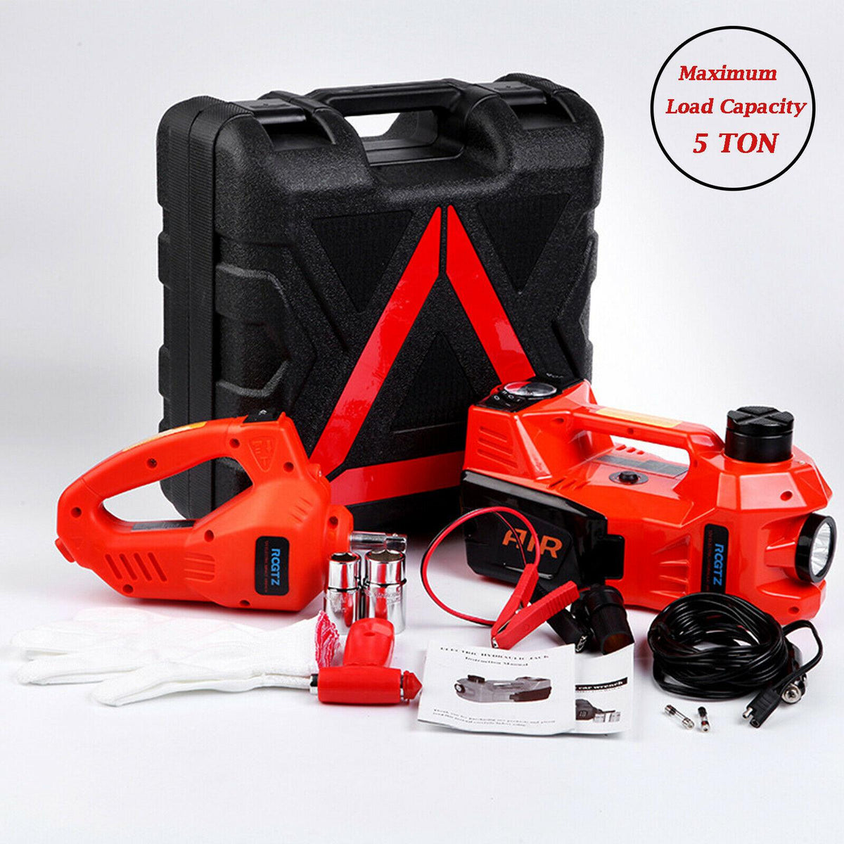 Electric Car Jack Lift 5 Ton 12V Hydraulic  Floor Jack with Impact Wrench Set