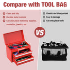 Mini Metal Tool Box with 2 Drawers and Top Stora| Cold Rolled Steel, Small Tool Chest, PVC Liners, PP Feet Pads, Drawer Liners & Magnetic Tabs
