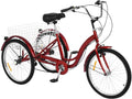 24 inch Adult Tricycles 7 Speed, Adult Trikes 3 Wheel Bikes, Three-Wheeled Bicycles Cruise Trike with Shopping Basket for Seniors, Women, Men.