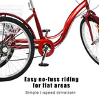 24 inch Adult Tricycles 7 Speed, Adult Trikes 3 Wheel Bikes, Three-Wheeled Bicycles Cruise Trike with Shopping Basket for Seniors, Women, Men.