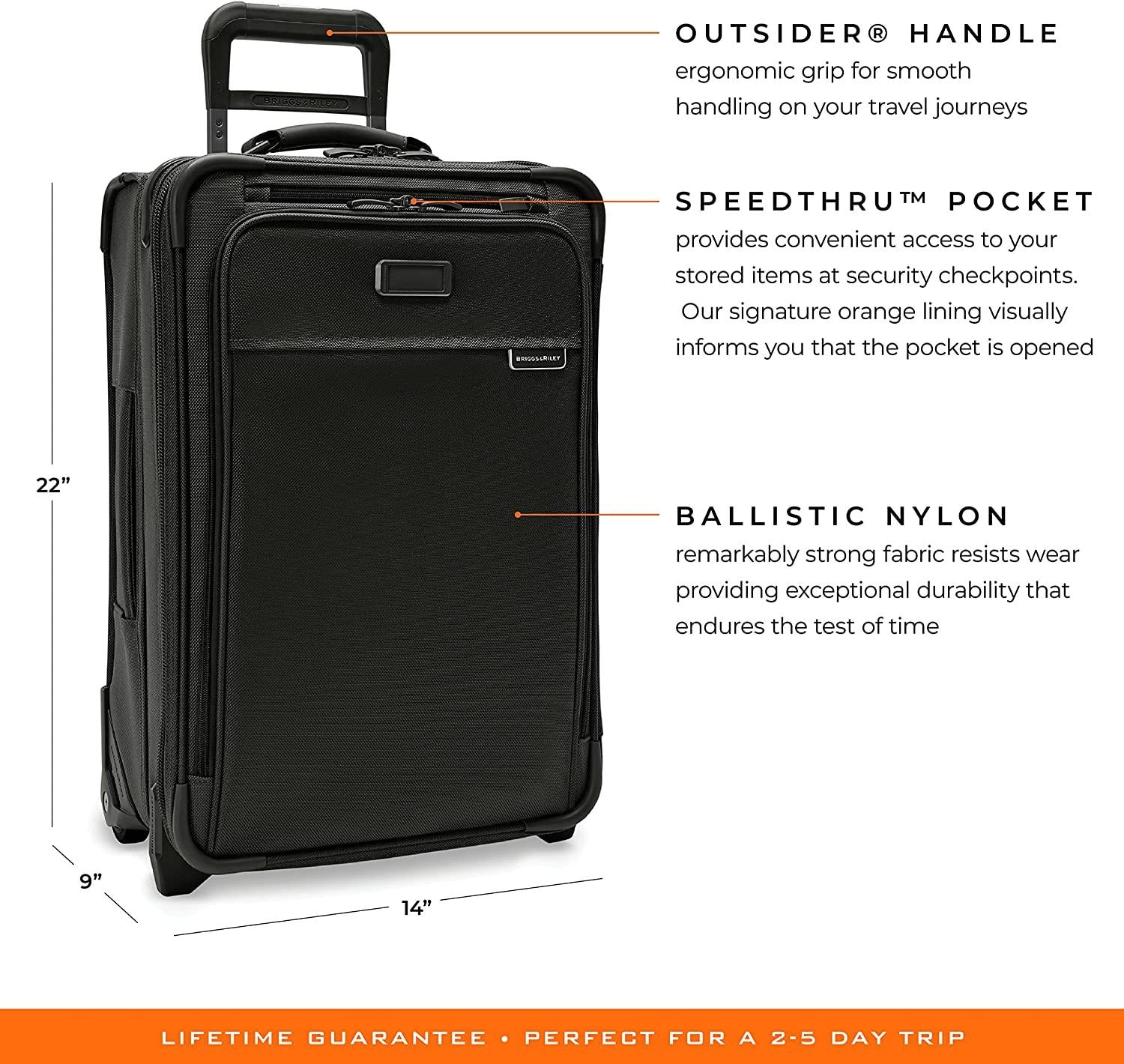 Baseline Uprights, Black, Essential 2-Wheel Carry-On