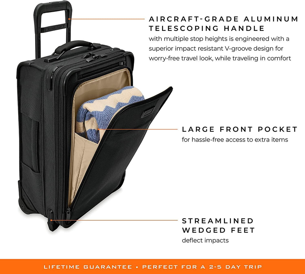 Baseline Uprights, Black, Essential 2-Wheel Carry-On