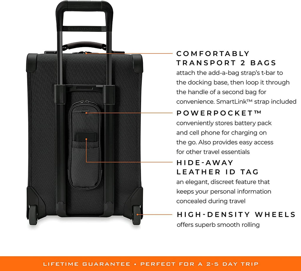 Baseline Uprights, Black, Essential 2-Wheel Carry-On
