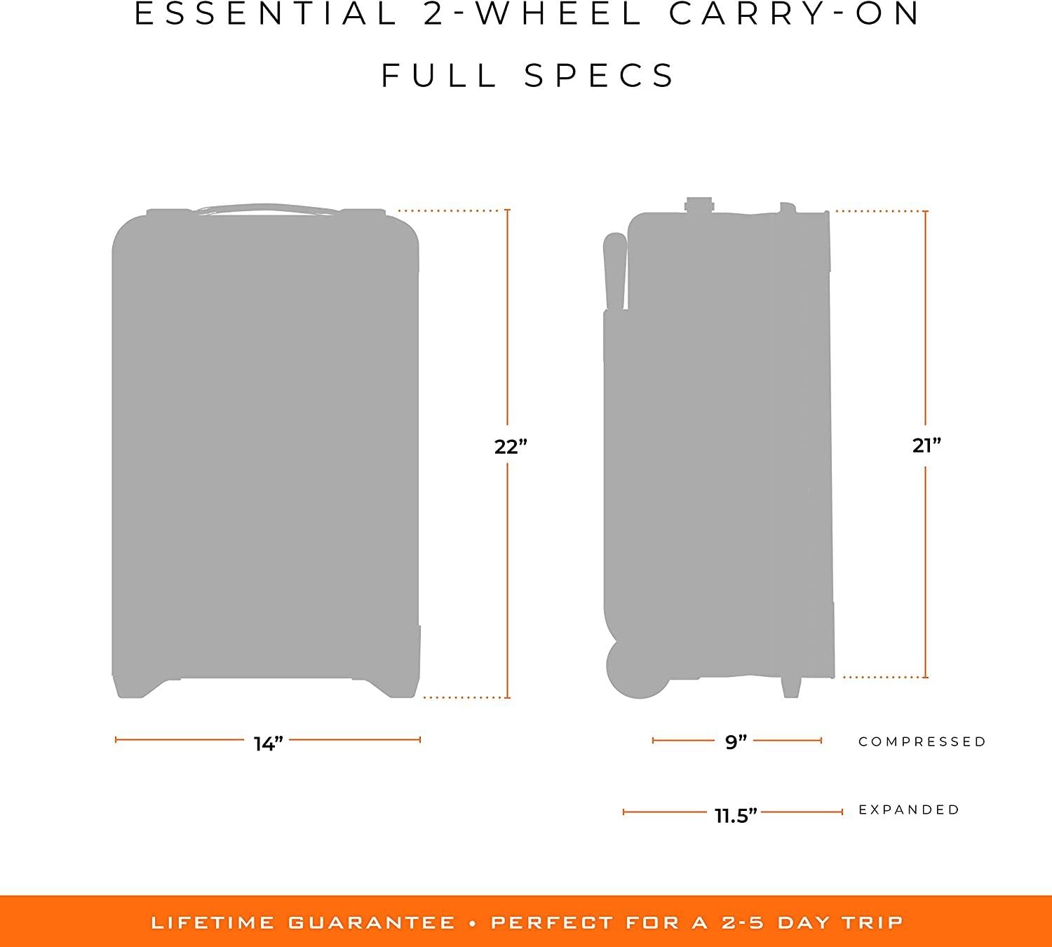 Baseline Uprights, Black, Essential 2-Wheel Carry-On