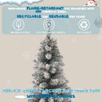 7.5 ft. Christmas Tree White Flocked Pencil Artificial Tree with LED Lights