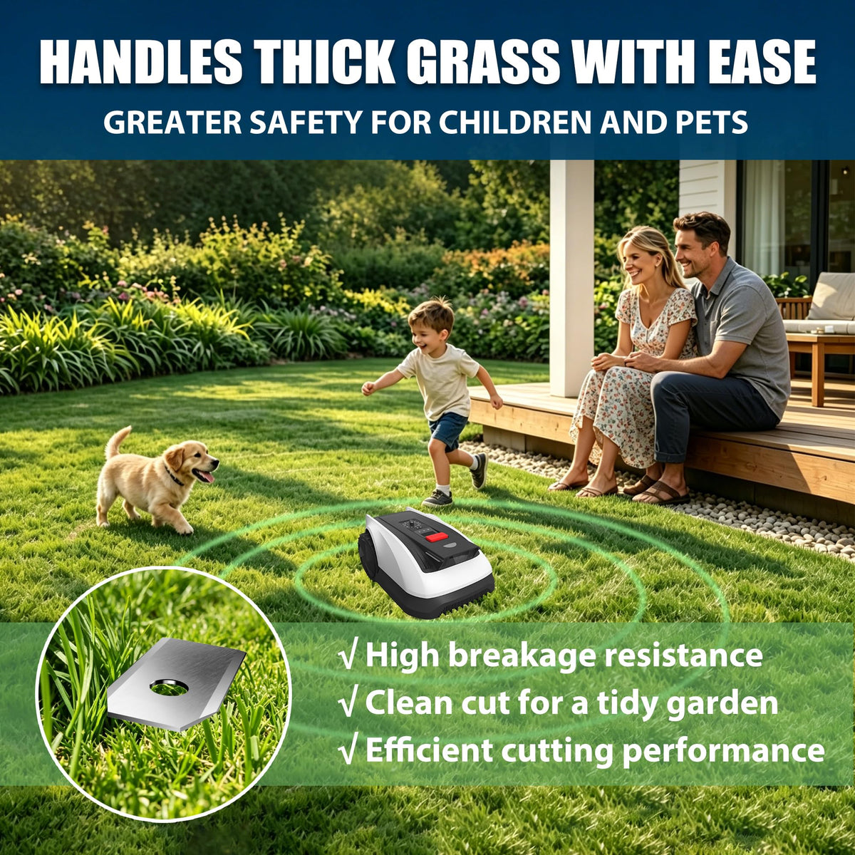 30pcs Robust Replacement Blades Compatible for  Goat Series of Robotic Mowers, 0.9mm Thickened, Long-Lasting Robotic Mower Blades with Compartment StoraBox
