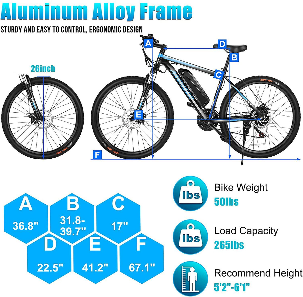 ANCHEER Electric Bike Electric Mountain Bike 350W Ebike 26'' Electric Bicycle, 20MPH Adults Ebike with Removable 7.8/10.4Ah Battery, Professional 21 Speed Gears
