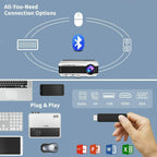 eug smart projector full hd home theater wireless 1080p airplay netflix zoom tv
