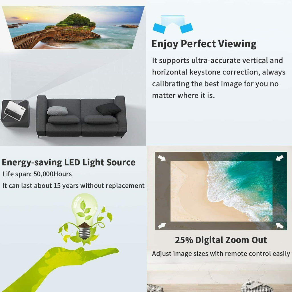 eug smart projector full hd home theater wireless 1080p airplay netflix zoom tv