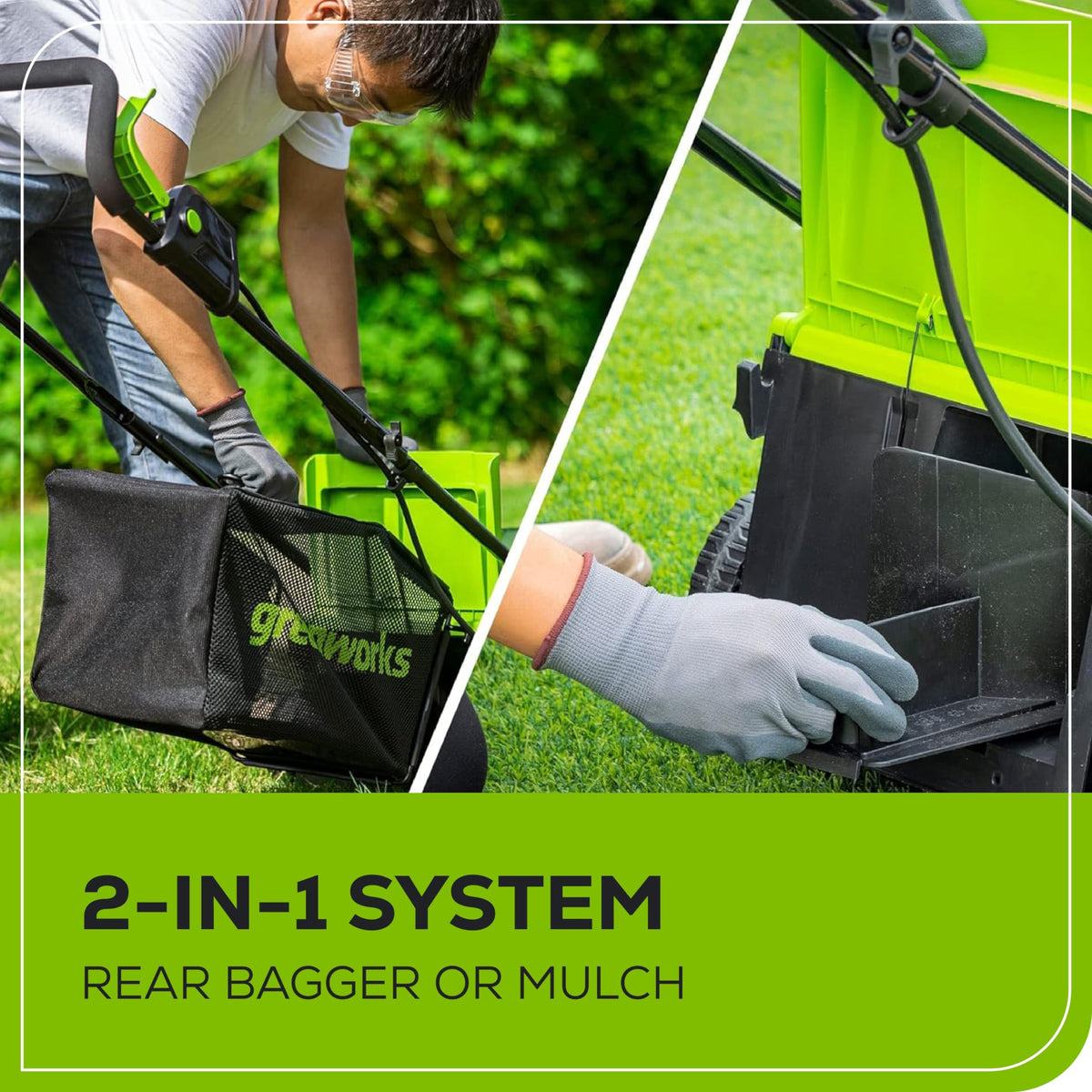 24V 13“ Brushless Cordless Lawn Mower with 4.0Ah Battery &amp; Charger,Maintenance-Push Mower with 2-in-1 Mulch/Bag