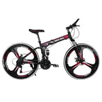 Hotwon Unisex 26in Folding Mountain Bike s 21 Speed Bicycle Full Suspension MTB Bikes,Red
