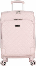 er Luggage Collection - Expandable 20 Inch Carry On Softside Suitcase - Lightweight Small Bag with 8-Rolling Spinner Wheels (20in, Quilt Pink)