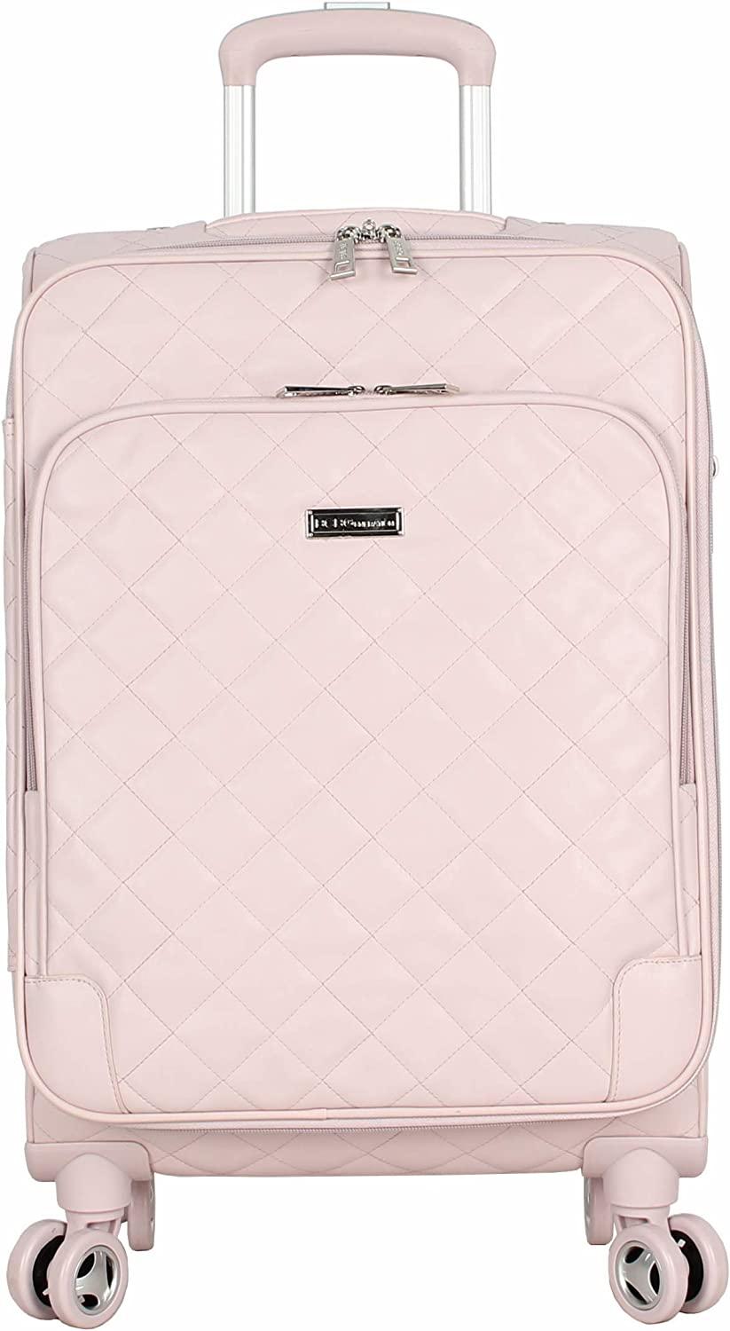 er Luggage Collection - Expandable 20 Inch Carry On Softside Suitcase - Lightweight Small Bag with 8-Rolling Spinner Wheels (20in, Quilt Pink)