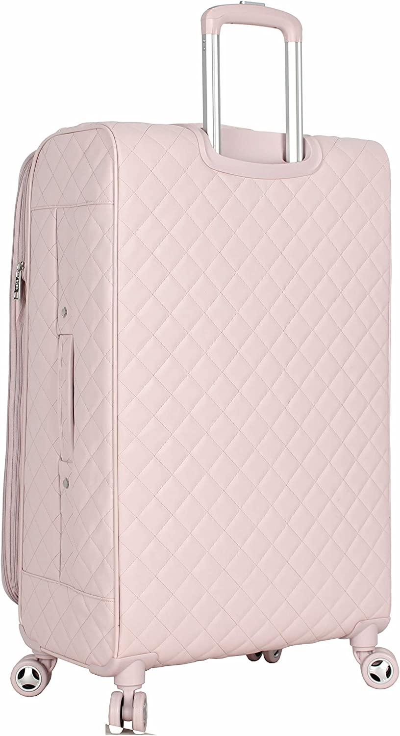 er Luggage Collection - Expandable 24 Inch Softside Suitcase - Lightweight Midsize Checked Bag with 8-Rolling Spinner Wheels (24in, Quilt Pink)