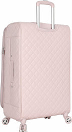 er Luggage Collection - Expandable 24 Inch Softside Suitcase - Lightweight Midsize Checked Bag with 8-Rolling Spinner Wheels (24in, Quilt Pink)