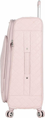 er Luggage Collection - Expandable 24 Inch Softside Suitcase - Lightweight Midsize Checked Bag with 8-Rolling Spinner Wheels (24in, Quilt Pink)