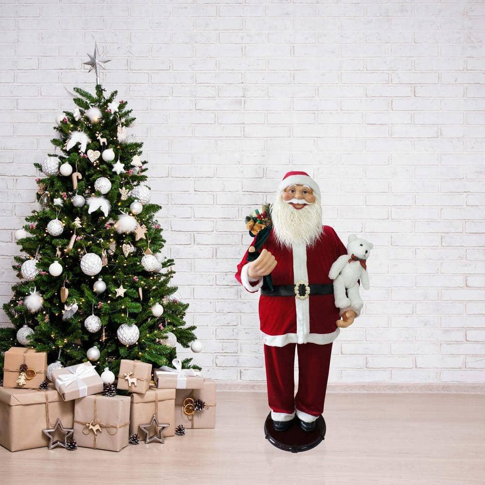 58 in. Christmas Dancing Santa Claus with Teddy Bear