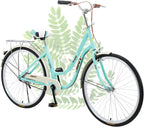 Hugncmy 26" Beach Cruiser Bike, Ladies Classic Retro Bicycle Commuter Bike, Single Speed Bicycle for Woman