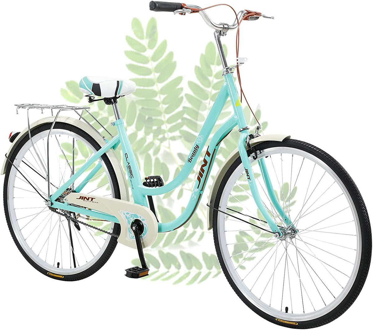Hugncmy 26" Beach Cruiser Bike, Ladies Classic Retro Bicycle Commuter Bike, Single Speed Bicycle for Woman