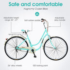 Hugncmy 26" Beach Cruiser Bike, Ladies Classic Retro Bicycle Commuter Bike, Single Speed Bicycle for Woman
