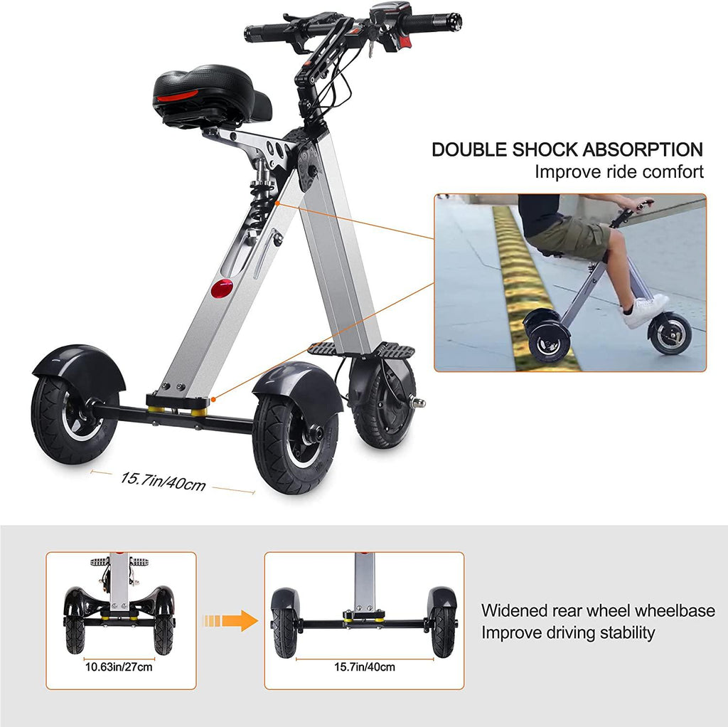 TopMate ES31 Foldable Electric Scooter Mini Tricycle, Electric Mobility Scooter with Reverse Function and Screen Display, Key Switch and 3 speeds Folding Electric Trike, Lightweight Scooter for Travel