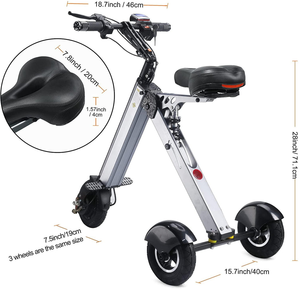 TopMate ES31 Foldable Electric Scooter Mini Tricycle, Electric Mobility Scooter with Reverse Function and Screen Display, Key Switch and 3 speeds Folding Electric Trike, Lightweight Scooter for Travel