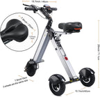 TopMate ES31 Foldable Electric Scooter Mini Tricycle, Electric Mobility Scooter with Reverse Function and Screen Display, Key Switch and 3 speeds Folding Electric Trike, Lightweight Scooter for Travel