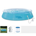 Summer Waves P10012301 12 Foot x 30 Inch Quick Set Transparent Ring Above Ground Inflatable Round Swimming Pool with Filter